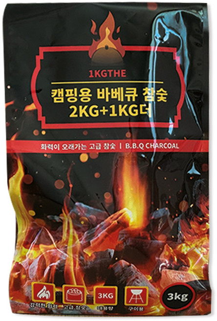 1KGTHE 캠핑용 바비큐 참숯, 3kg, 1개
