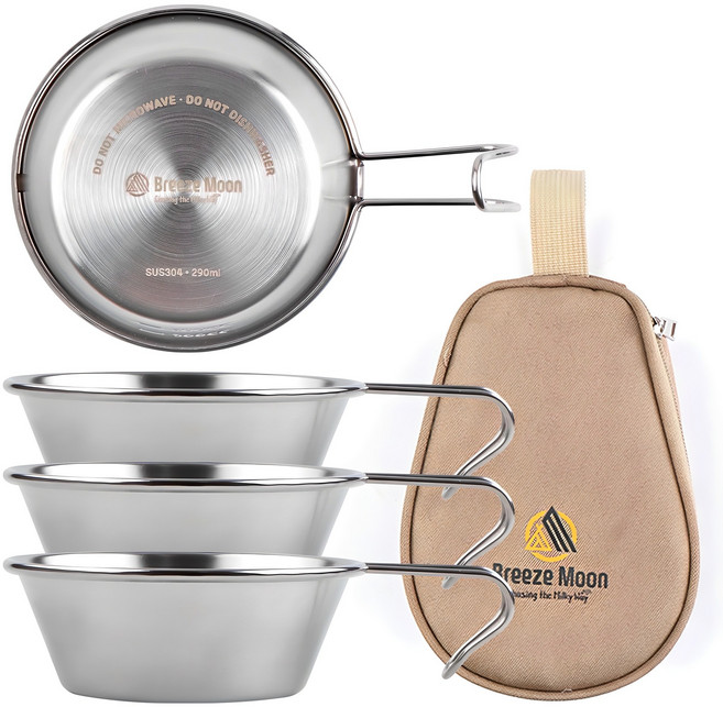 브리즈문 스텐 304 시에라 컵 300ml x 4p + 전용가방 세트, 실버, 1개