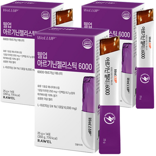 로엘 웰업 아르기닌 젤리스틱 6000, 350g, 4개