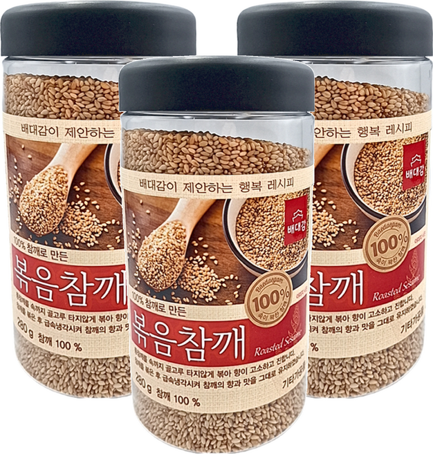 Baedaegam 炒芝麻粒 100% 韓國產, 280g, 3罐