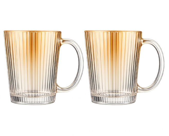 발룬피니 리브 유리 머그 290ml, 앰버, 2개