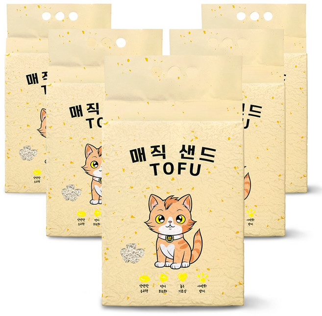 메디펫 매직 응고형 고양이 두부모래 가는입자, 10L, 5개, 무향