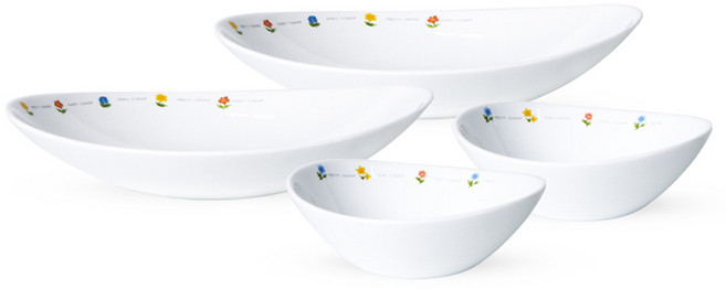 바칠레 스윗 스프링 타원샐러드볼 2p + 소스볼 2p 세트, 혼합색상, 1세트