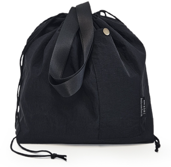 까사라이프 경량 보냉 방수 도시락 가방, 블랙, 1개