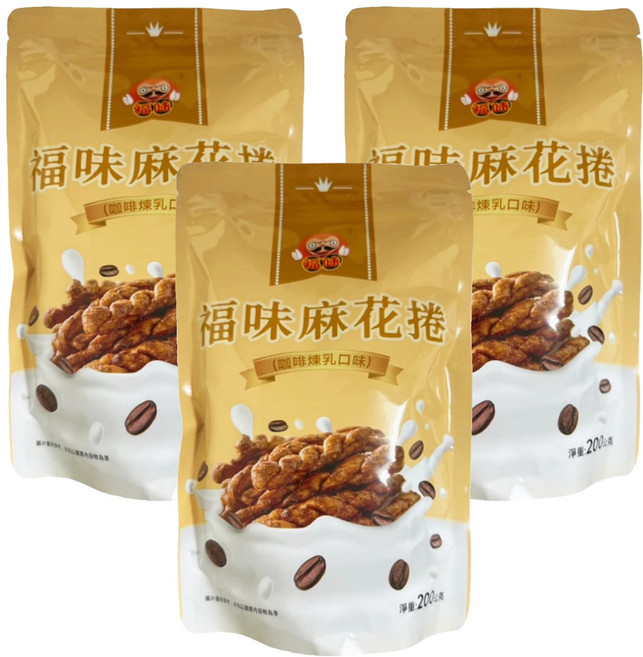 福味 麻花捲 咖啡煉乳, 200g, 3個