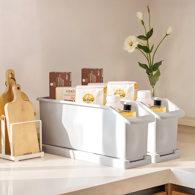 수납이야기 씽크인 슬림 수납장 2p 세트, 그레이, 2개