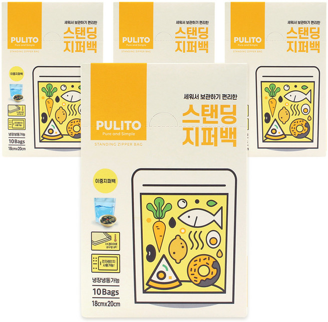 뿌리또 스탠딩 지퍼백, 18 x 20 cm, 10개입, 4개