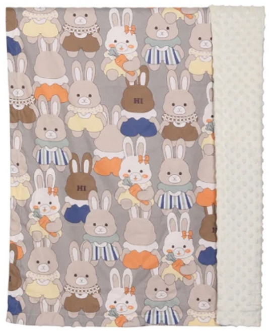 OhBabyLying 春夏薄款荳荳毯, 白底兔兔