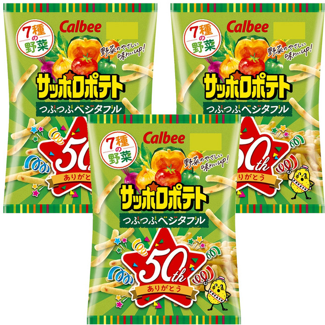 Calbee 卡樂比 Sapporo Potato 蔬菜馬鈴薯條太空包, 72g, 3包