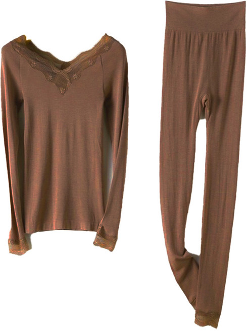 日本超薄發熱衣/保暖衣保暖內搭衣套組 蕾絲衣 + 褲