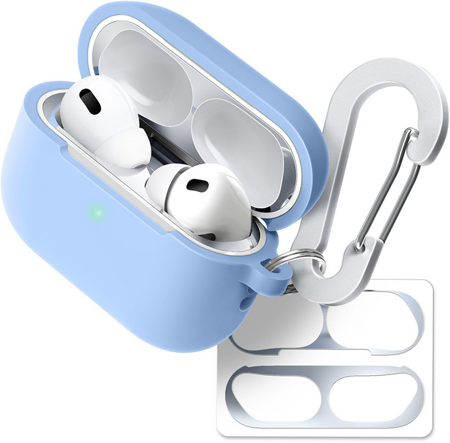 슈퍼디비전 실루엣 반투명 실리콘 케이스 + 키링 + 카라비너 + 철가루방지 스티커 세트, 에어팟 프로3, 샤리아, 1세트