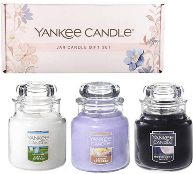 YANKee CANDLe 罐裝蠟燭 小 3種+手提袋組 B款, Midsummer's Night+Lemon Lavender+Clean Cotton, 混色
