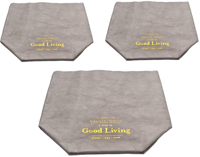 E.dot 北歐可水洗牛皮紙袋 29x28cm, 灰色, 3個