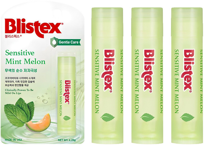 블리스텍스 센시티브 민트멜론 립밤, 민트멜론향, 4.25g, 3개