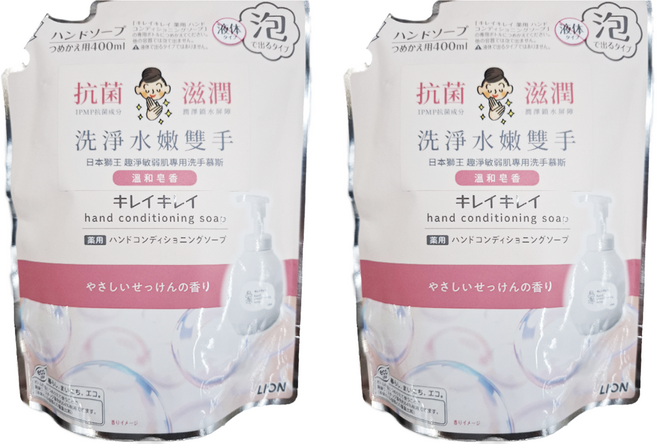 LION 獅王 趣淨 敏弱肌專用洗手慕斯 補充包, 400ml, 2包