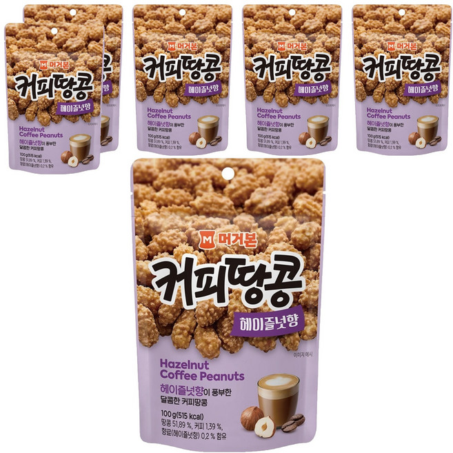 머거본 커피땅콩 헤이즐넛향, 6개, 100g