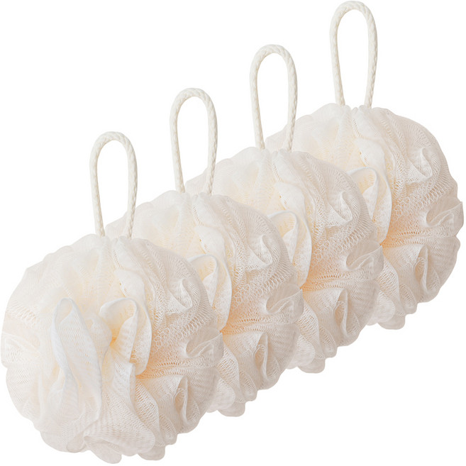 페르노엘 촘촘하고 부드러운 걸이형 버블 샤워볼 세트, 아이보리, 4개입, 1개