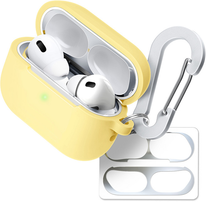 슈퍼디비전 실루엣 반투명 실리콘 케이스 + 키링 + 카라비너 + 철가루방지 스티커 세트, 에어팟 프로3, 포시티아, 1세트