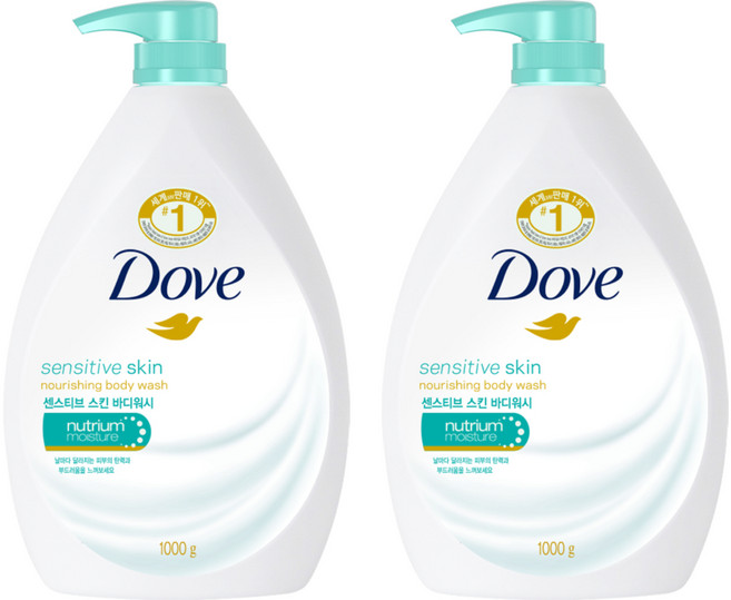 Dove 多芬 溫和滋養柔膚沐浴露, 1kg, 2瓶