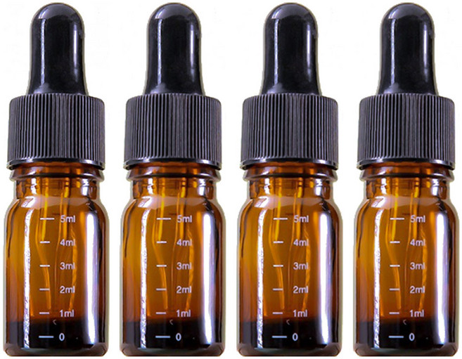 지앤와이 눈금 아로마 에센스 스포이드 공병 5ml, 4개, 브라운