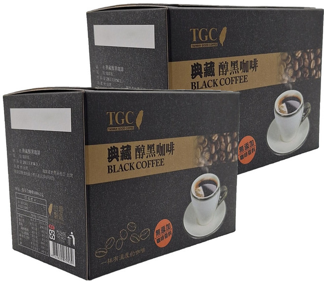 TGC 古坑咖啡 典藏醇黑咖啡, 2.6g, 14包, 2盒