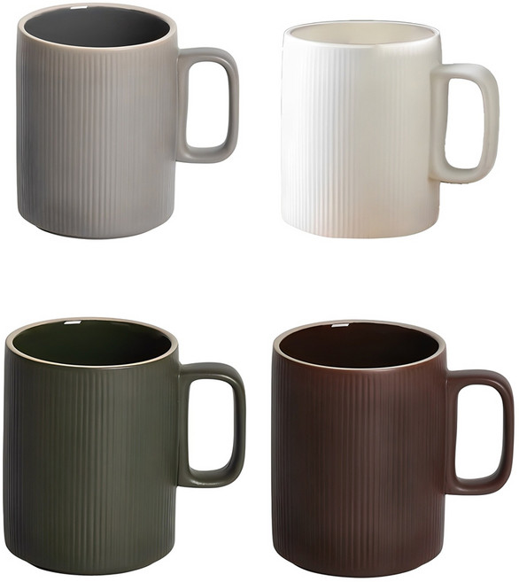 윤도자기 차곡 머그컵 380ml 4종 세트, 혼합색상, 1개