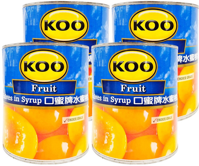 南非 KOO 口蜜牌 水蜜桃罐頭, 825g, 4罐