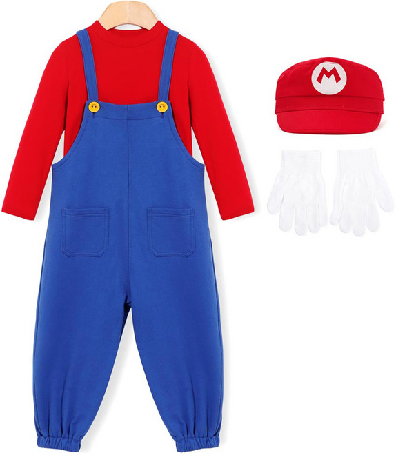 오즈키즈 아동용 마리오 오버롤 팬츠 세트