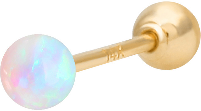 미니아트 여성용 14K 금침 오팔 3mm 볼 피어싱 JK301 한쪽