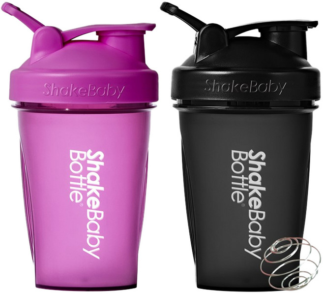 Shake Baby 搖搖杯2件組+攪拌球, 紫色+黑色, 600ml, 1組
