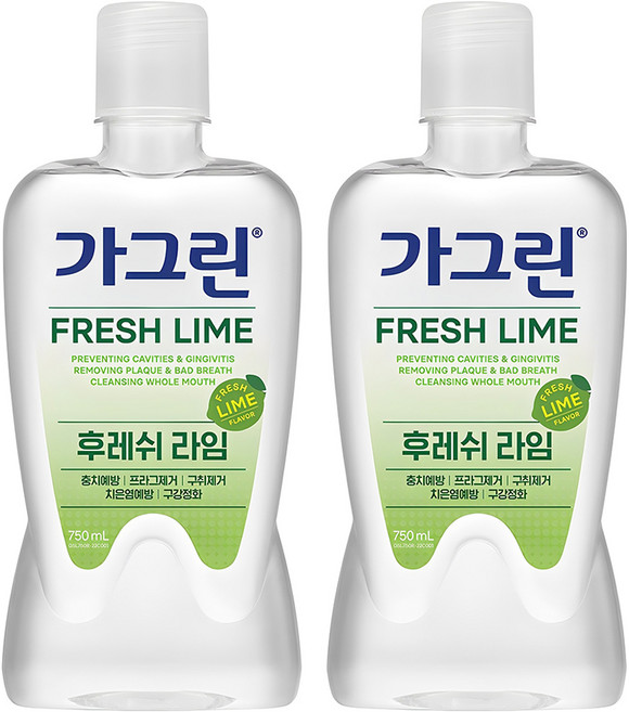 가그린 후레쉬 라임 구강청결제, 750ml, 2개