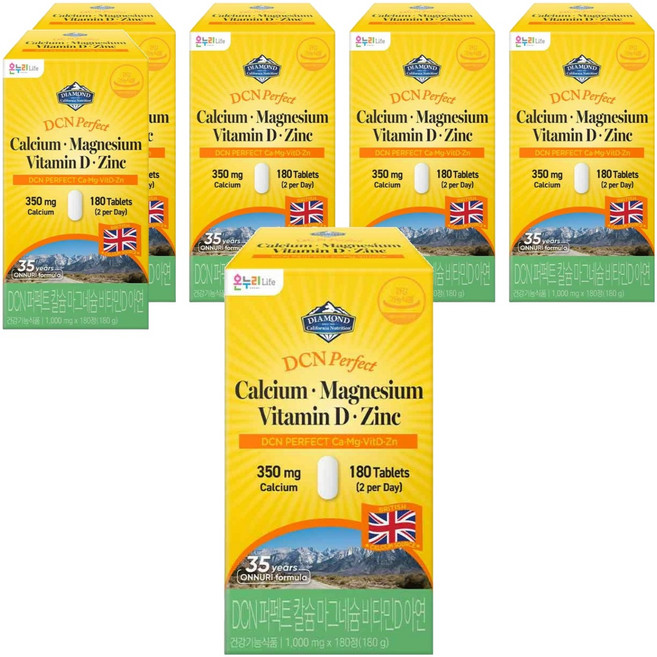 다이아몬드캘리포니아뉴트리션 DCN 퍼펙트 칼슘 마그네슘 비타민D 아연, 6개, 180정