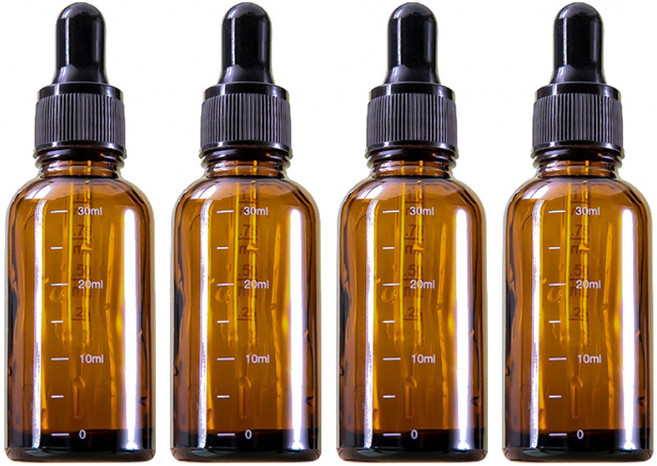 지앤와이 눈금 아로마 에센스 스포이드 공병 30ml, 4개, 브라운