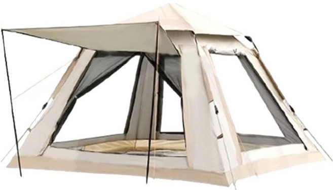 多人全自動速開露營天幕大帳篷-贈防潮墊 收納袋, 米色, 1個