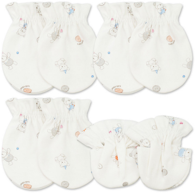 베이비베어 유아용 고미 면 손싸개 6p + 발싸개 2p 세트