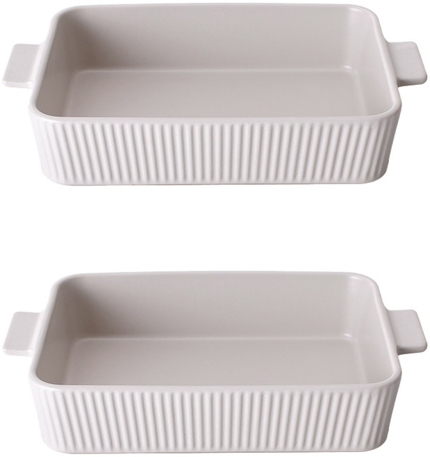 담음공방 온감 직사각 그라탕기, 설백, 2개