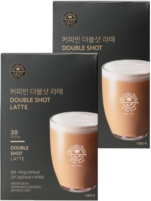 커피빈 더블샷 라떼 커피믹스, 14.3g, 30개입, 2개