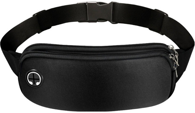 코지웰 방수 러닝 벨트 마라톤 피트니스 밴드 힙색, 블랙, 1개