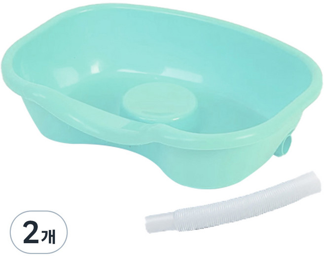 디어모모 노인 환자용 임산부 머리감기 샴푸 대야 세발기, 민트, 2개