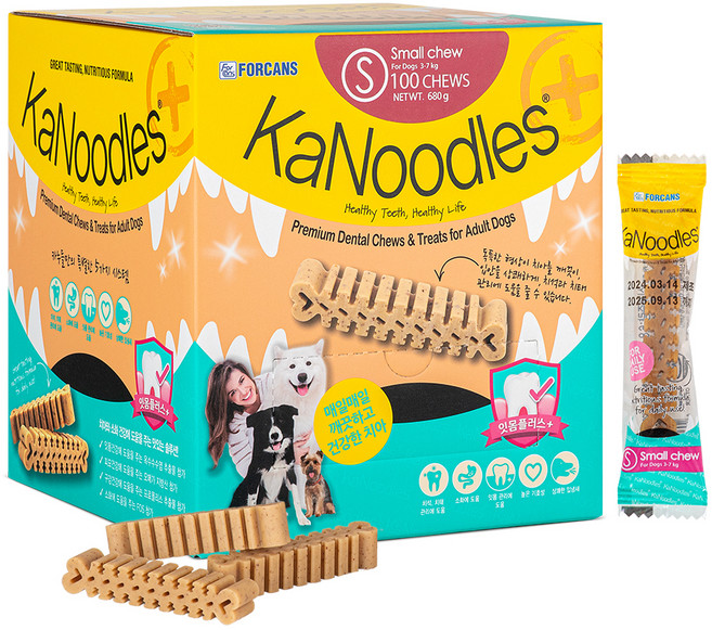 포켄스 강아지 카누들 잇몸플러스 구강케어 덴탈껌 S, 곡물맛, 680g, 1개