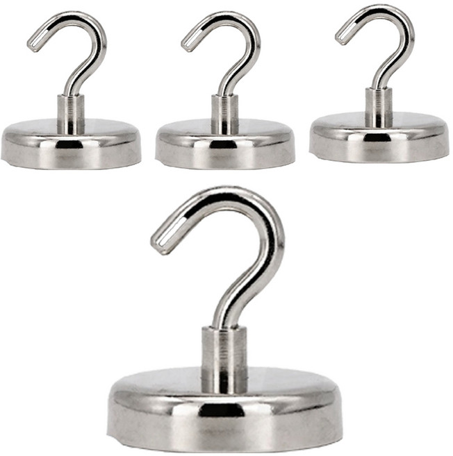 FANCY LIFE 超強力磁鐵掛勾 3.6cm, 不鏽鋼銀色, 4個