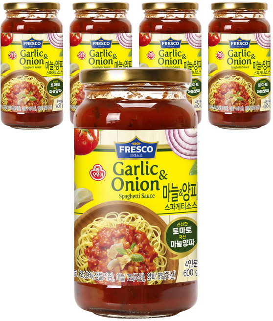 오뚜기프레스코 마늘 앤 양파 스파게티소스, 600g, 5개