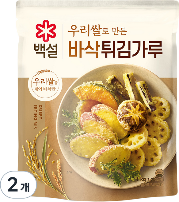 백설 우리쌀 바삭 튀김가루, 1kg, 2개