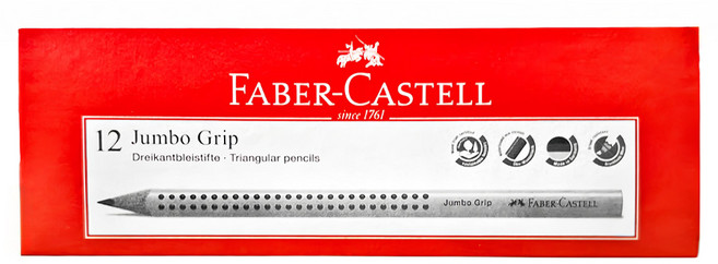 FABER-CASTELL 輝柏 JUMBO 好點子握得住鉛筆 B, 灰色, 12支