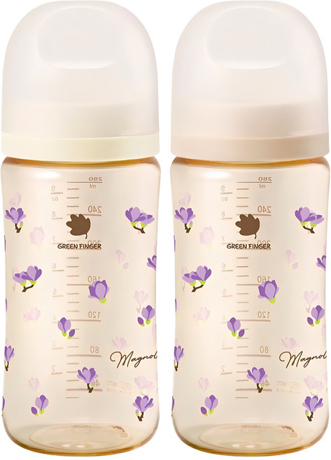 베베그로우 젖병 트윈팩, 목련꽃, 280ml, 1세트