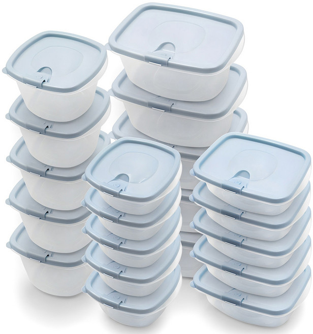 에어톡 전자렌지 전용 밀폐용기 세트, 1개, 정사각 350ml(5P) + 500ml(5P) + 직사각 450ml(5P) + 600ml(5P)