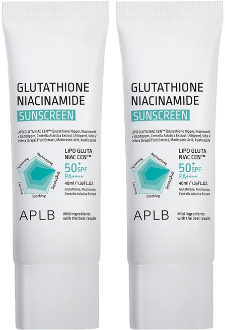 APLB 글루타치온 나이아신아마이드 선스크린 SPF50+ PA++++, 2개, 40ml - 쿠팡