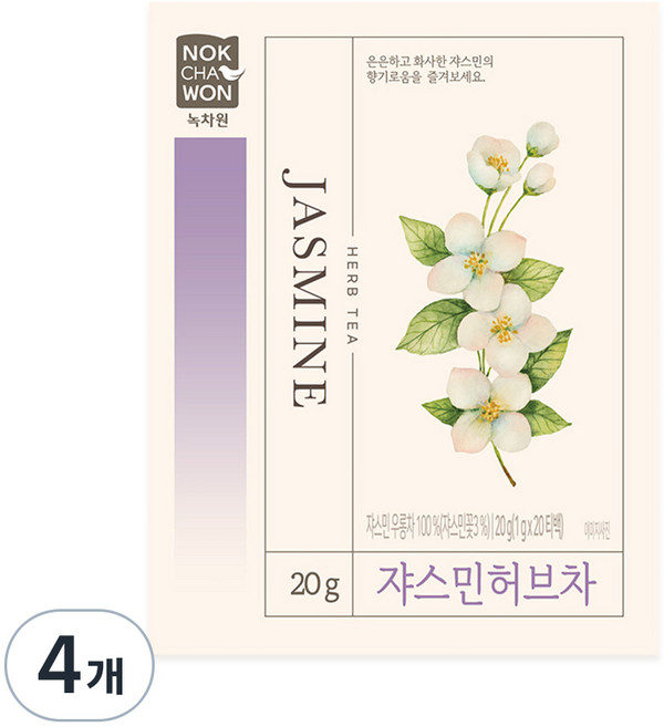 녹차원 쟈스민 허브차, 1g, 20개입, 4개