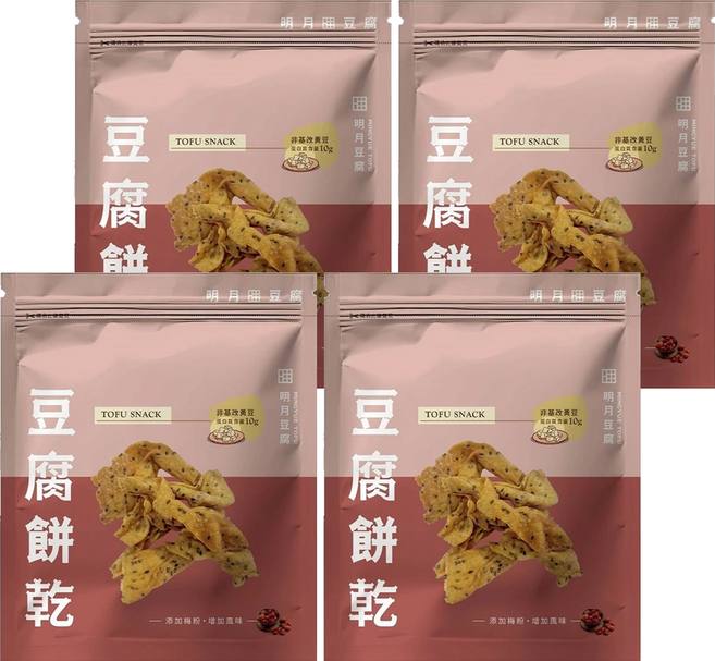 明月豆腐 豆腐餅乾 梅粉, 150g, 4包