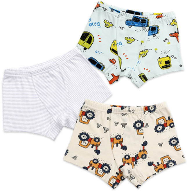 메이키즈 남아용 붕붕이 면스판 팬티 3종 세트